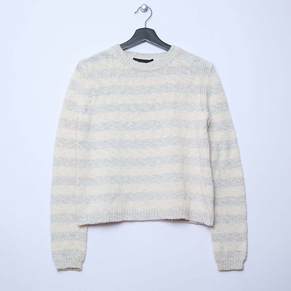 Jenni Kayne Cream and Gray Striped Sweater